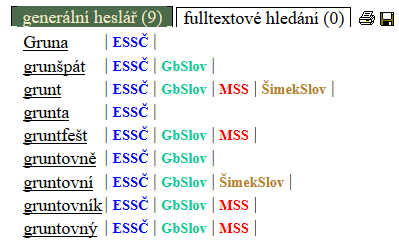 Výsledky hledání v generálním hesláři
